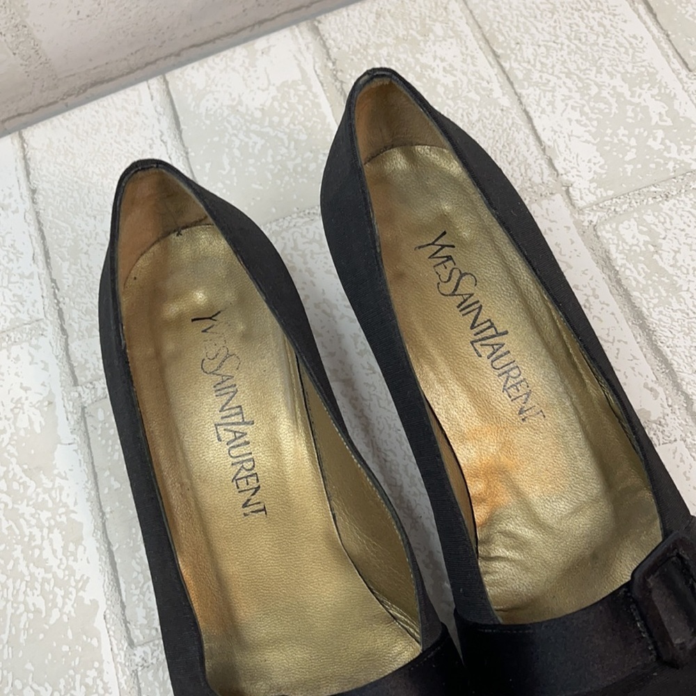 Yves Saint Laurent Vintage Square Toe Block Heel Pumps with Buckle 7.5 - Picture 3 of 6